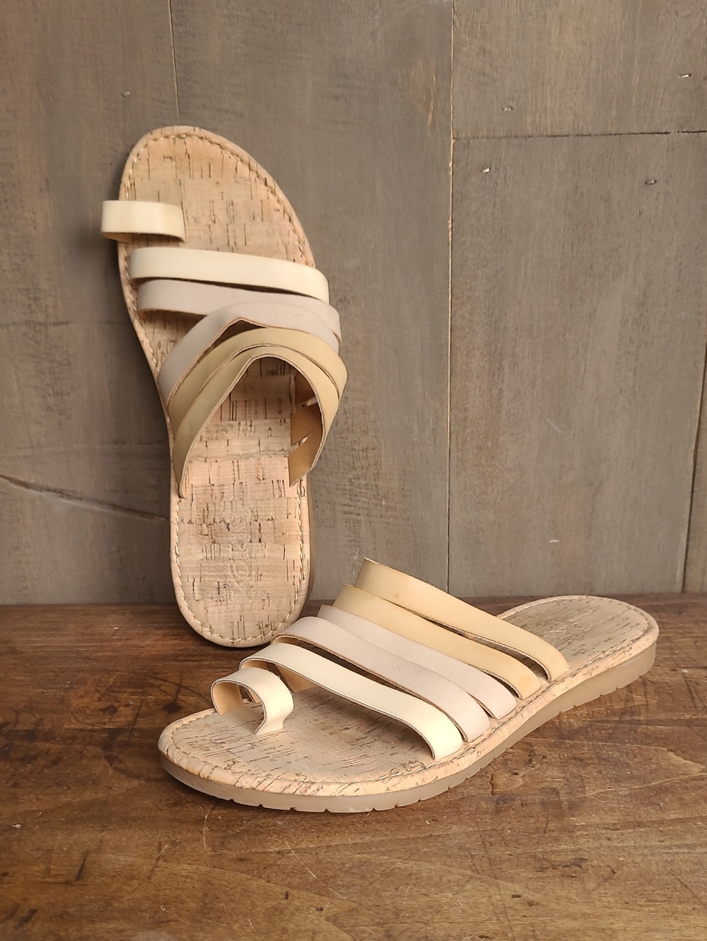 Korks Sandals Women's sz 9 Marisol Multi Strap Cork Bed Slip On Sandal